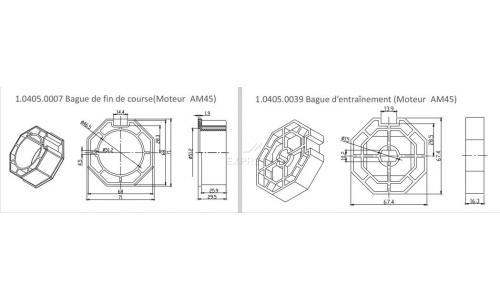 A-OK Bagues d'adaptation tube octo 70 mm am45